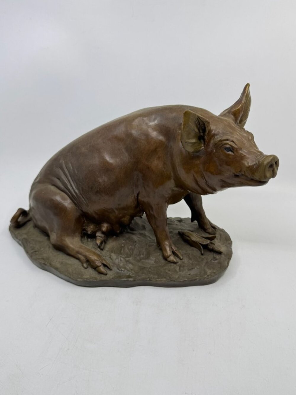 90's W.H. Turner Bronze Sow Sculpture